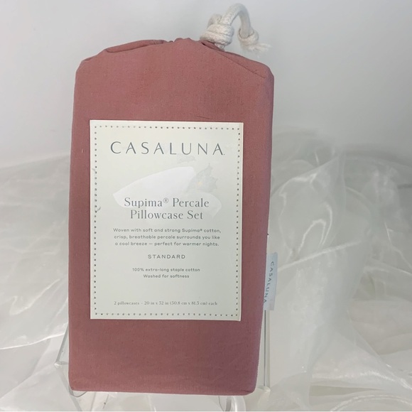 Washed Supima Percale Solid Pillowcase Set - Casaluna Standard - Picture 6 of 7